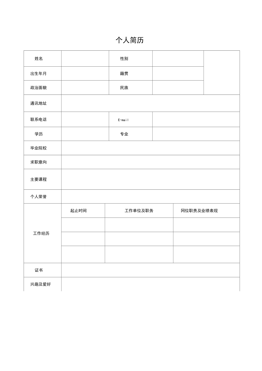 个人求学简历模板_简历模板表格下载免费_手机免费个人简历模板下载
